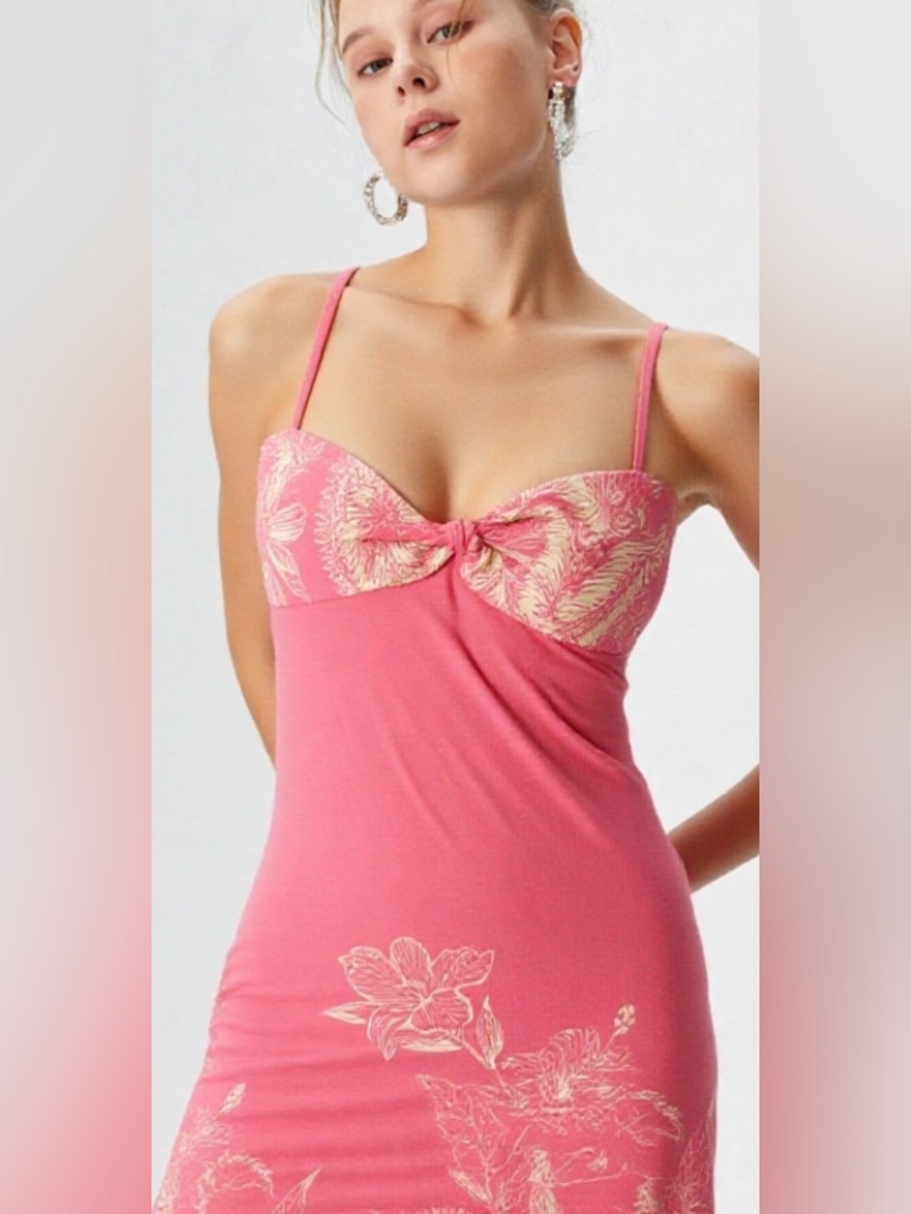 Roxy 100% Cotton Pink Floral Patterned Dress. - Picture 2 of 6